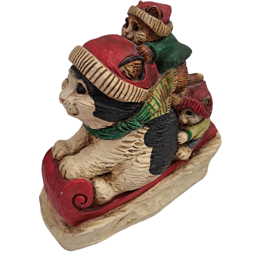 Holiday Cat Trio on a Sled Decor